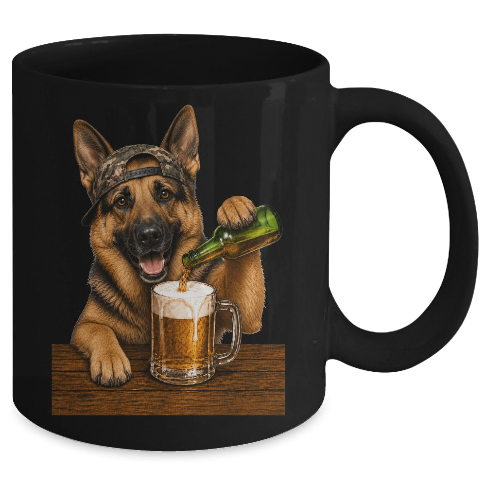 German Shepherd Drinking Beer Funny Dog Meme Fathers Day Mug | teecentury
