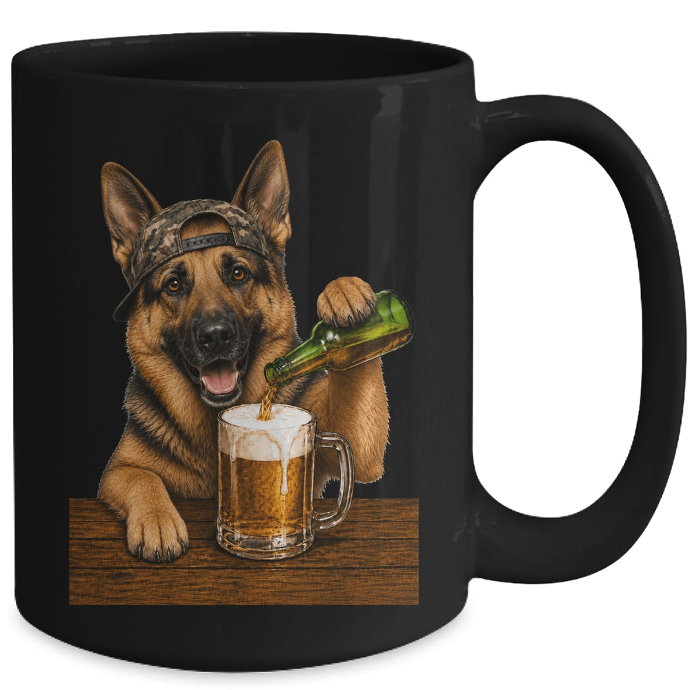 German Shepherd Drinking Beer Funny Dog Meme Fathers Day Mug | teecentury