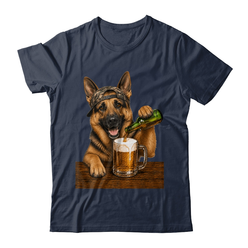German Shepherd Drinking Beer Funny Dog Meme Fathers Day Shirt & Hoodie | teecentury