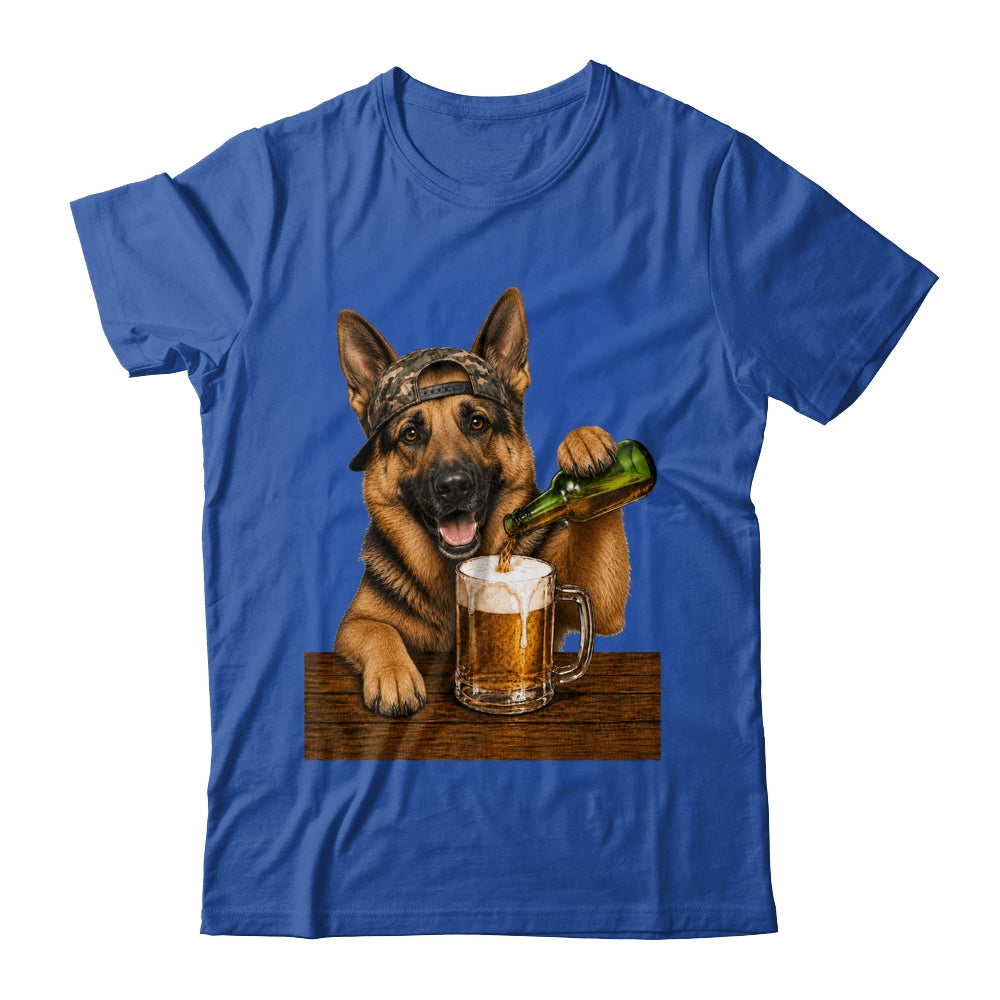 German Shepherd Drinking Beer Funny Dog Meme Fathers Day Shirt & Hoodie | teecentury