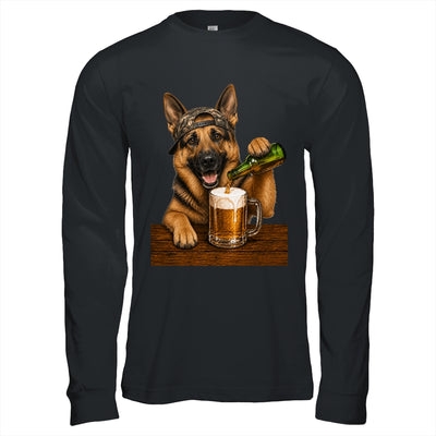German Shepherd Drinking Beer Funny Dog Meme Fathers Day Shirt & Hoodie | teecentury
