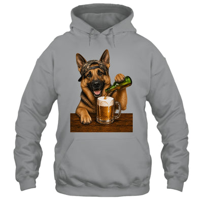 German Shepherd Drinking Beer Funny Dog Meme Fathers Day Shirt & Hoodie | teecentury