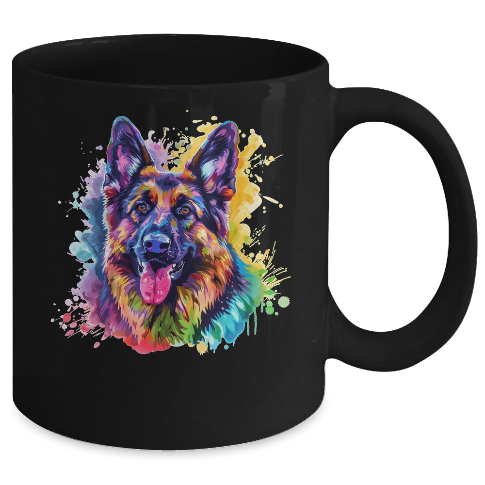 German Shepherd Mom Lover Puppy Dog Watercolor Tie Dye Painting Mug | teecentury