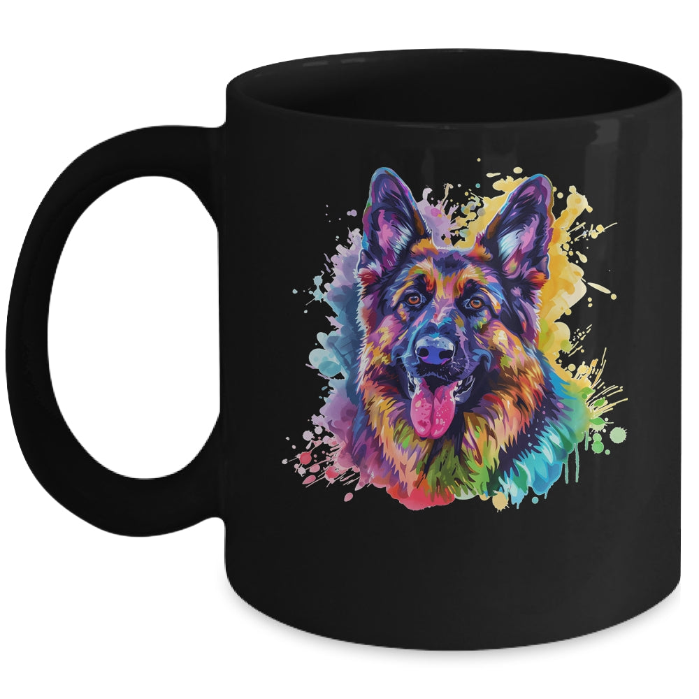 German Shepherd Mom Lover Puppy Dog Watercolor Tie Dye Painting Mug | teecentury