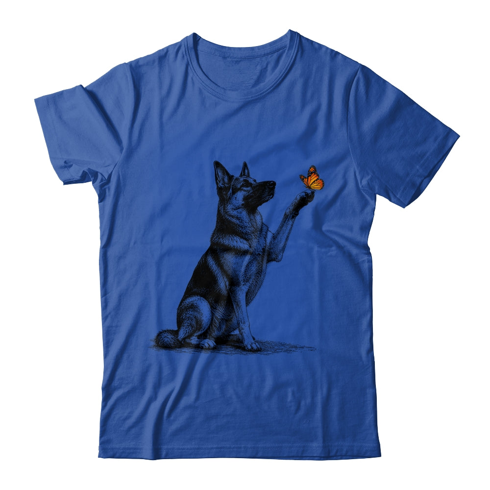 German Shepherd With Butterfly Minimalist Dog Lover Design Shirt & Tank Top | teecentury