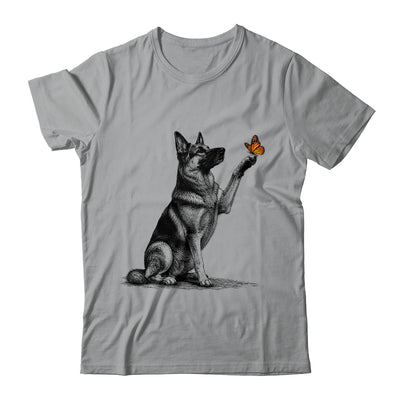 German Shepherd With Butterfly Minimalist Dog Lover Design Shirt & Tank Top | teecentury