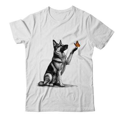 German Shepherd With Butterfly Minimalist Dog Lover Design Shirt & Tank Top | teecentury
