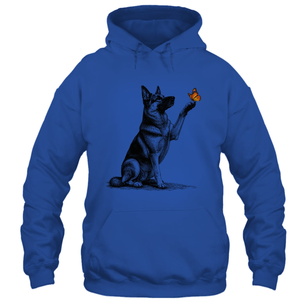 German Shepherd With Butterfly Minimalist Dog Lover Design Shirt & Tank Top | teecentury