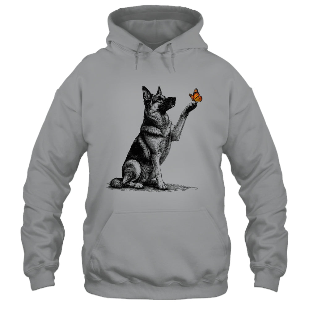 German Shepherd With Butterfly Minimalist Dog Lover Design Shirt & Tank Top | teecentury