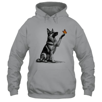German Shepherd With Butterfly Minimalist Dog Lover Design Shirt & Tank Top | teecentury