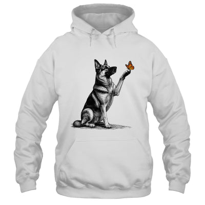 German Shepherd With Butterfly Minimalist Dog Lover Design Shirt & Tank Top | teecentury