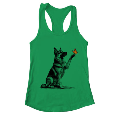 German Shepherd With Butterfly Minimalist Dog Lover Design Shirt & Tank Top | teecentury