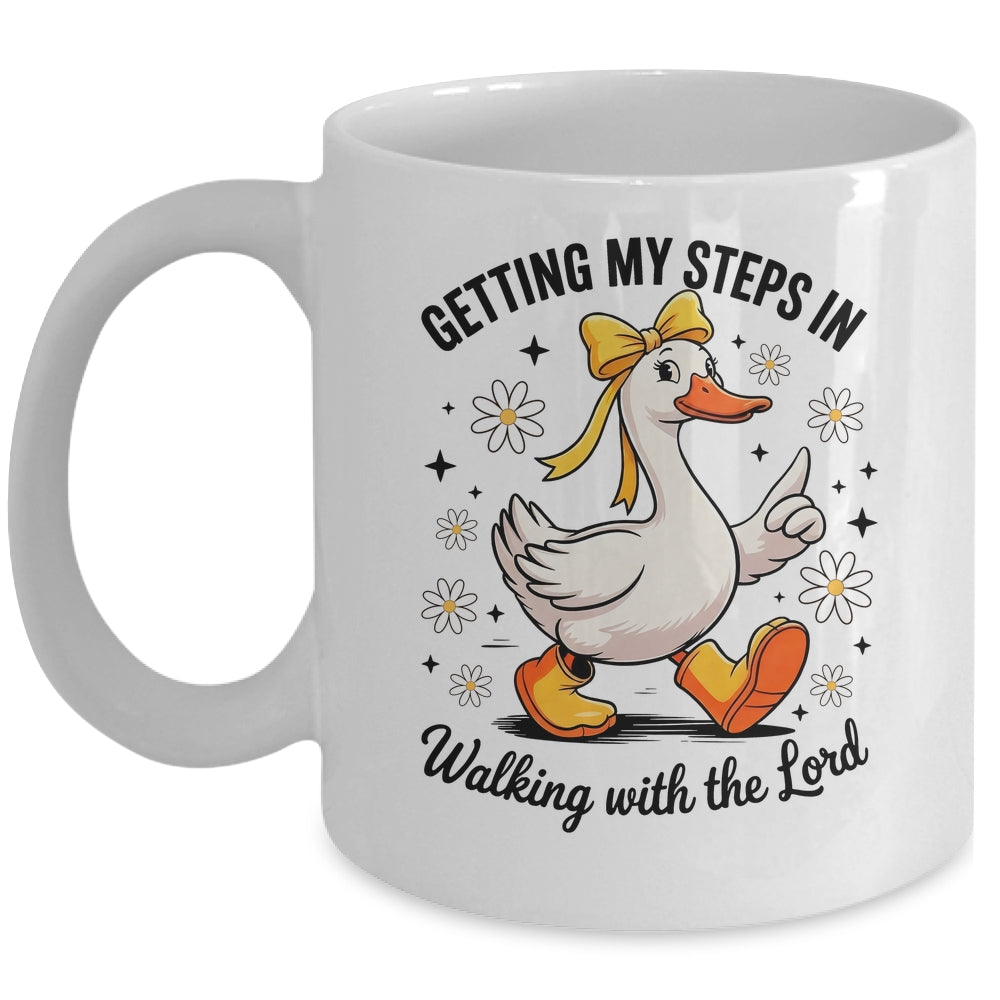 Getting My Steps In Walking With The Lord Christian Goose Mug | teecentury