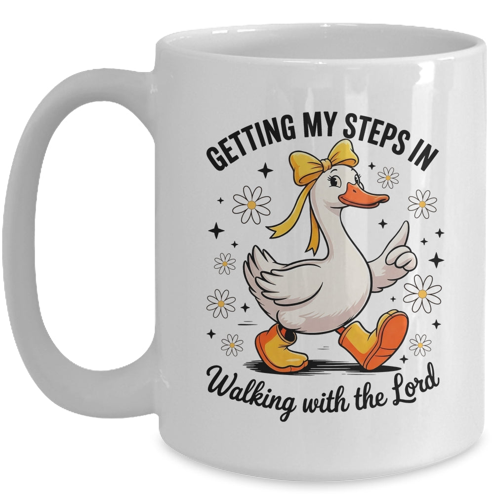 Getting My Steps In Walking With The Lord Christian Goose Mug | teecentury