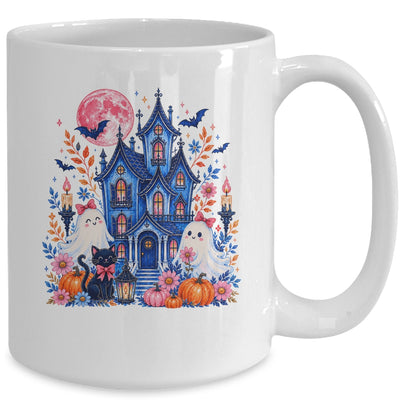 Ghose House Brushstroke Halloween Spooky Season Floral Fall Mug | teecentury