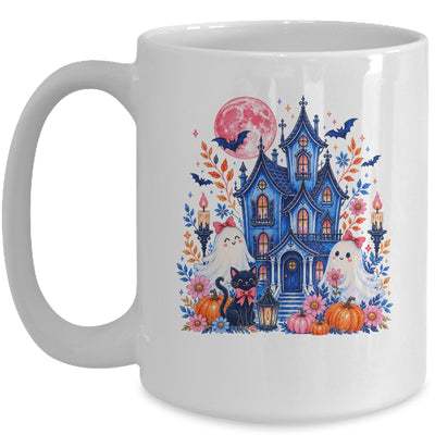 Ghose House Brushstroke Halloween Spooky Season Floral Fall Mug | teecentury
