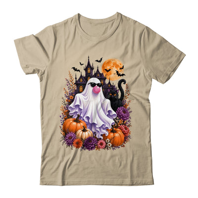 Ghost Blowing Bubble Gum Brushstroke Halloween House Floral Shirt & Hoodie | teecentury