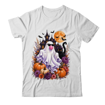 Ghost Blowing Bubble Gum Brushstroke Halloween House Floral Shirt & Hoodie | teecentury
