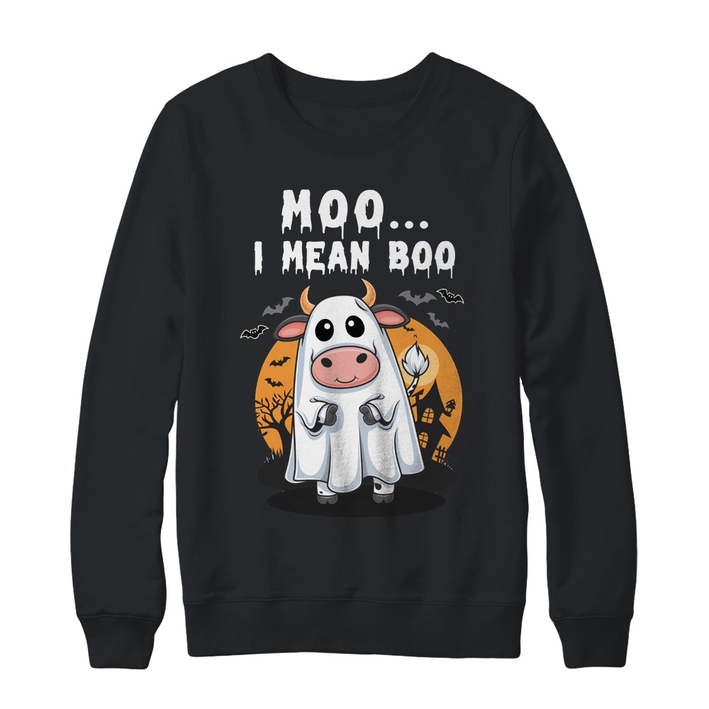Ghost Cow Moo I Mean Boo Halloween Funny Cow Lover Shirt & Sweatshirt | teecentury