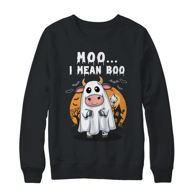 Ghost Cow Moo I Mean Boo Halloween Funny Cow Lover Shirt & Sweatshirt | teecentury