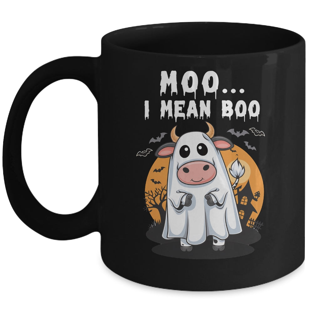 Ghost Cow Moo I Mean Boo Halloween Funny Cow Lover Mug | teecentury