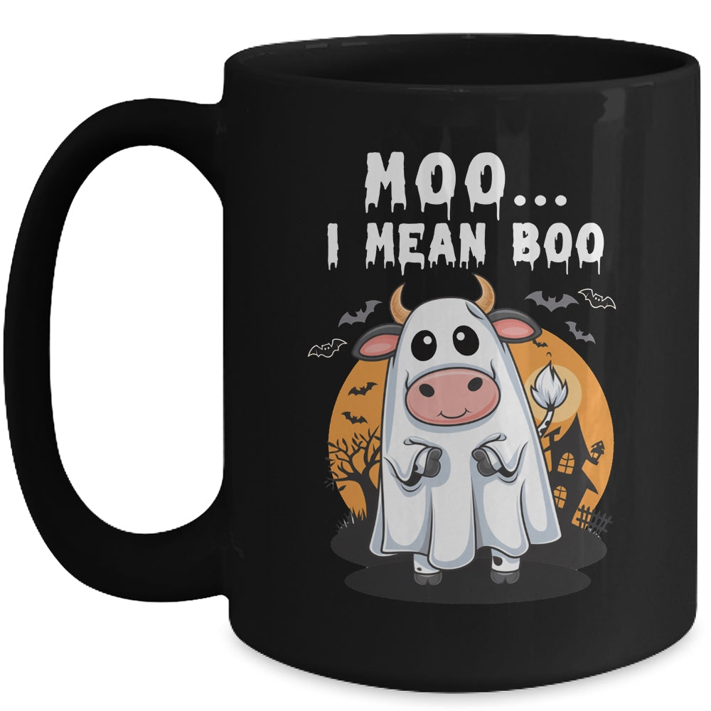 Ghost Cow Moo I Mean Boo Halloween Funny Cow Lover Mug | teecentury