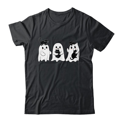 Ghost Holding Black Cat Funny Halloween Cat Lovers Women Shirt & Hoodie | teecentury