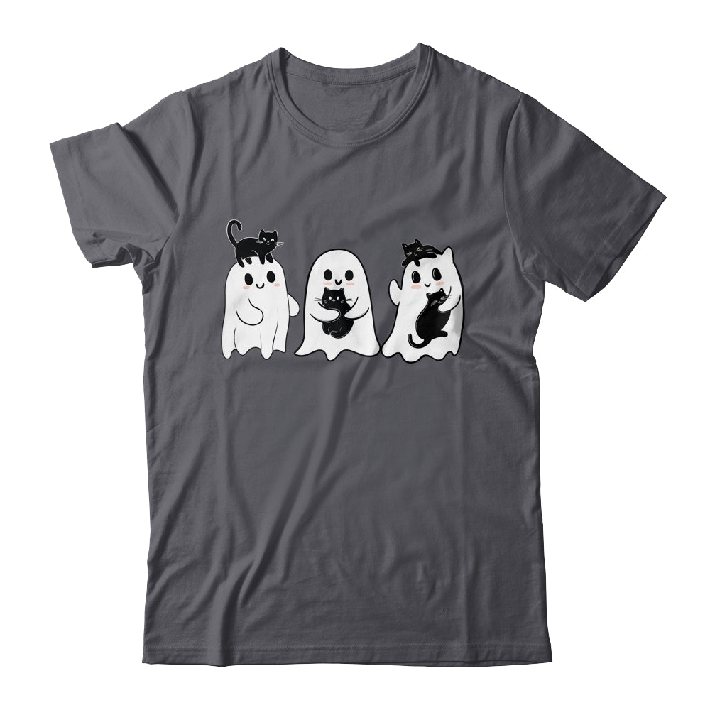 Ghost Holding Black Cat Funny Halloween Cat Lovers Women Shirt & Hoodie | teecentury