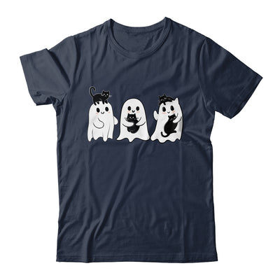 Ghost Holding Black Cat Funny Halloween Cat Lovers Women Shirt & Hoodie | teecentury