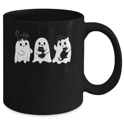 Ghost Holding Black Cat Funny Halloween Cat Lovers Women Mug | teecentury
