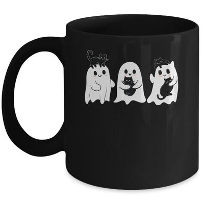 Ghost Holding Black Cat Funny Halloween Cat Lovers Women Mug | teecentury