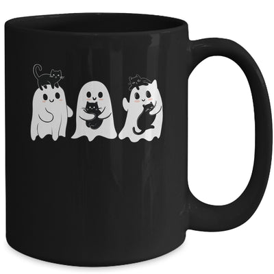 Ghost Holding Black Cat Funny Halloween Cat Lovers Women Mug | teecentury