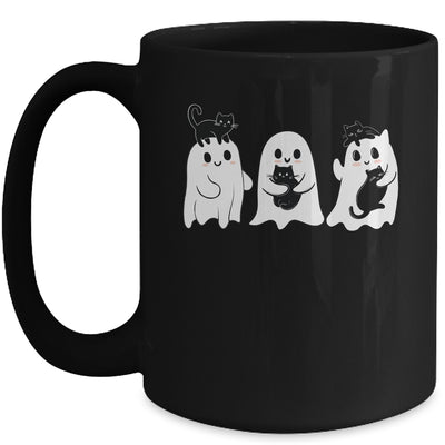 Ghost Holding Black Cat Funny Halloween Cat Lovers Women Mug | teecentury