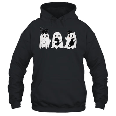 Ghost Holding Black Cat Funny Halloween Cat Lovers Women Shirt & Hoodie | teecentury