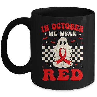 Ghost In October We Wear Red  For Red Ribbon Week Awareness Mug | teecentury