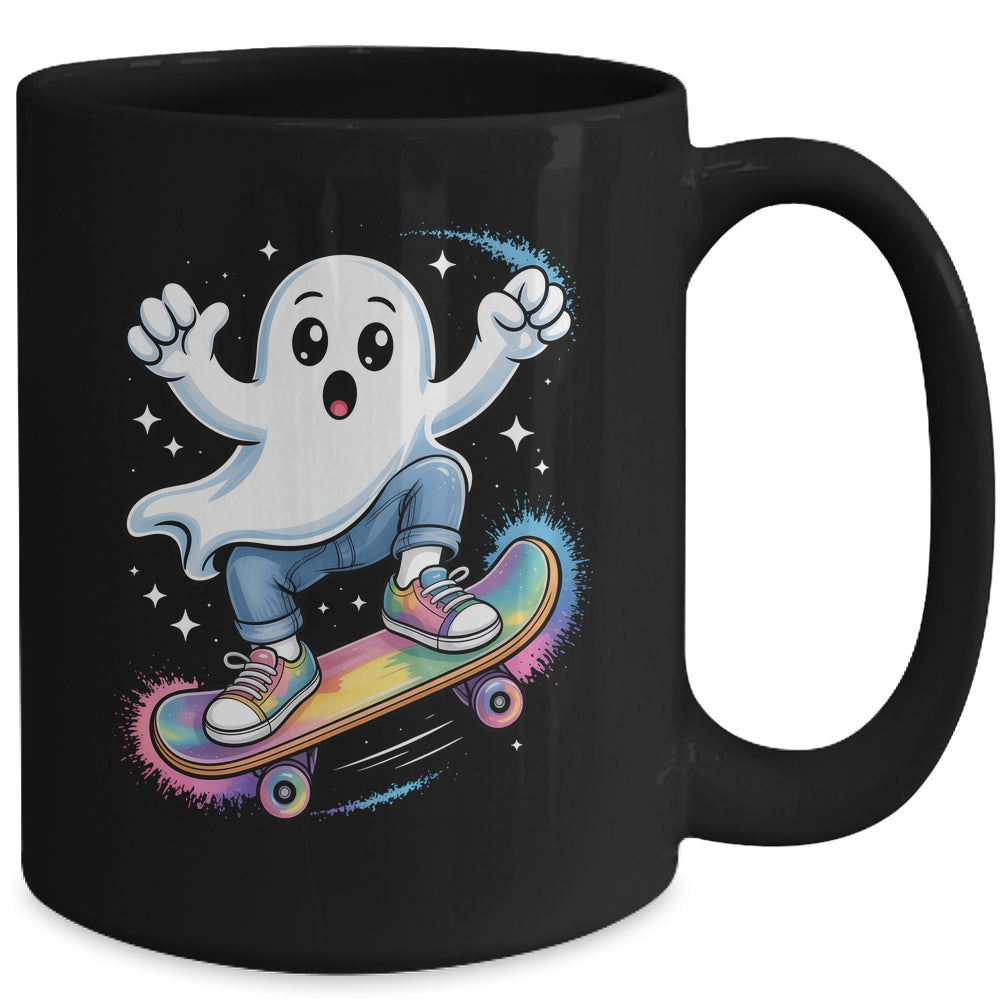 Ghost On Skateboard Funny Halloween Costume Skateboarding Mug | teecentury