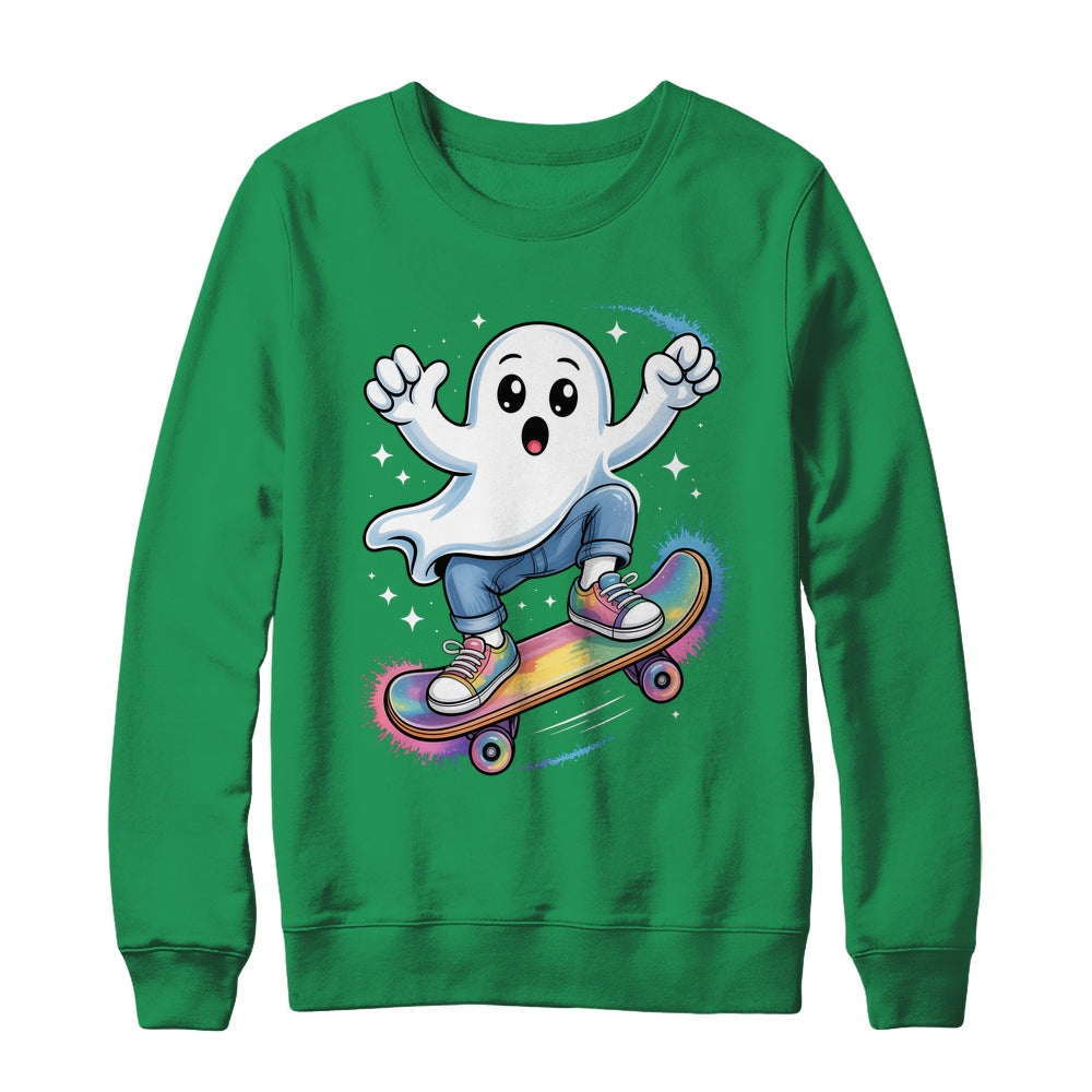 Ghost On Skateboard Funny Halloween Costume Skateboarding Shirt & Sweatshirt | teecentury