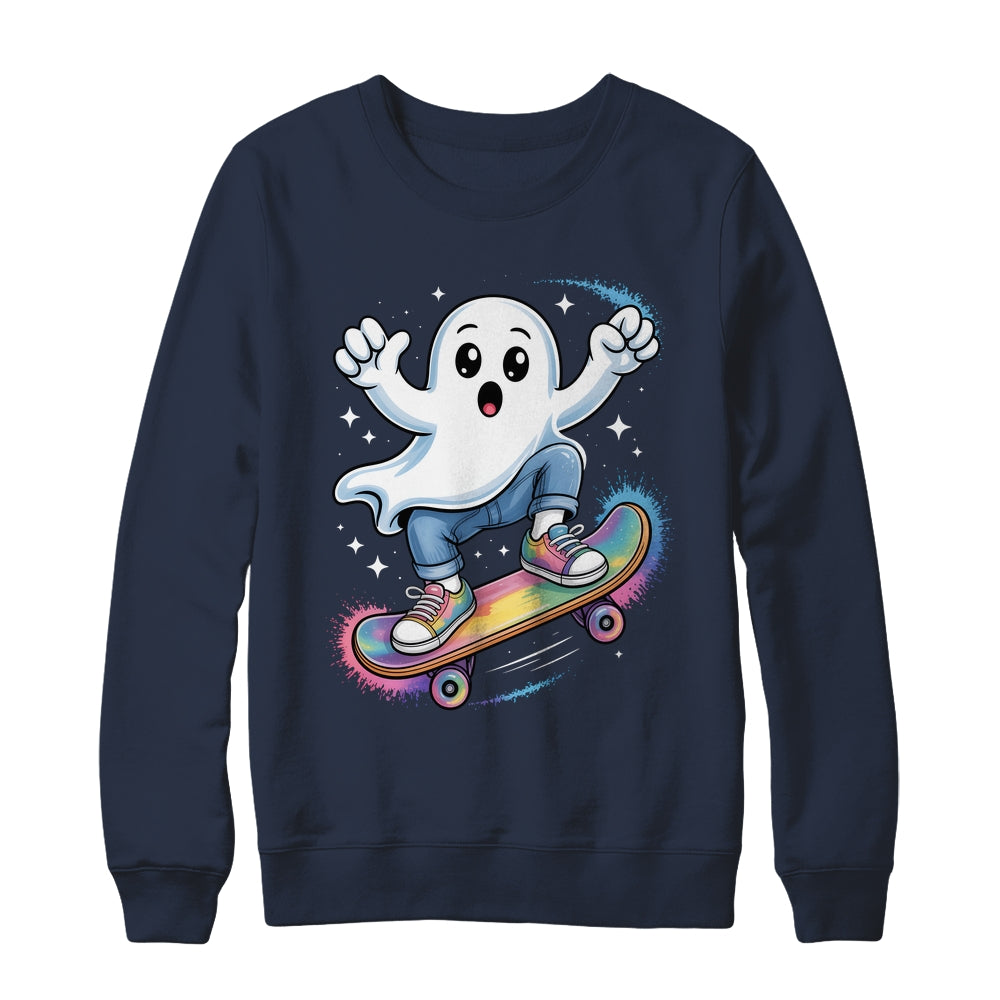Ghost On Skateboard Funny Halloween Costume Skateboarding Shirt & Sweatshirt | teecentury
