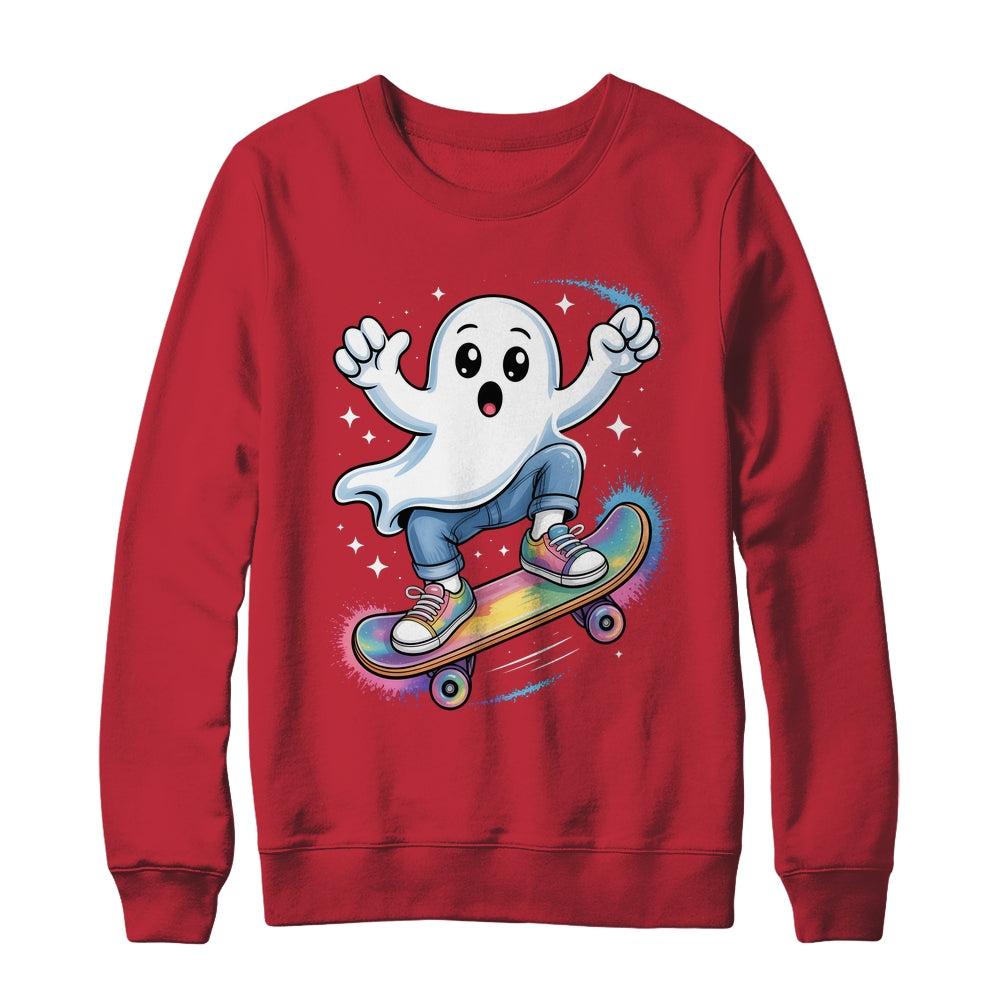 Ghost On Skateboard Funny Halloween Costume Skateboarding Shirt & Sweatshirt | teecentury