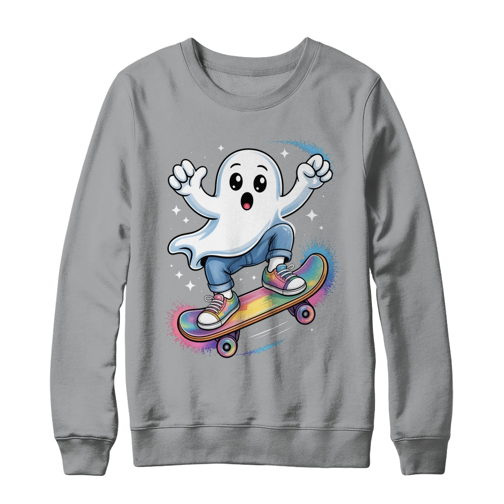 Ghost On Skateboard Funny Halloween Costume Skateboarding Shirt & Sweatshirt | teecentury