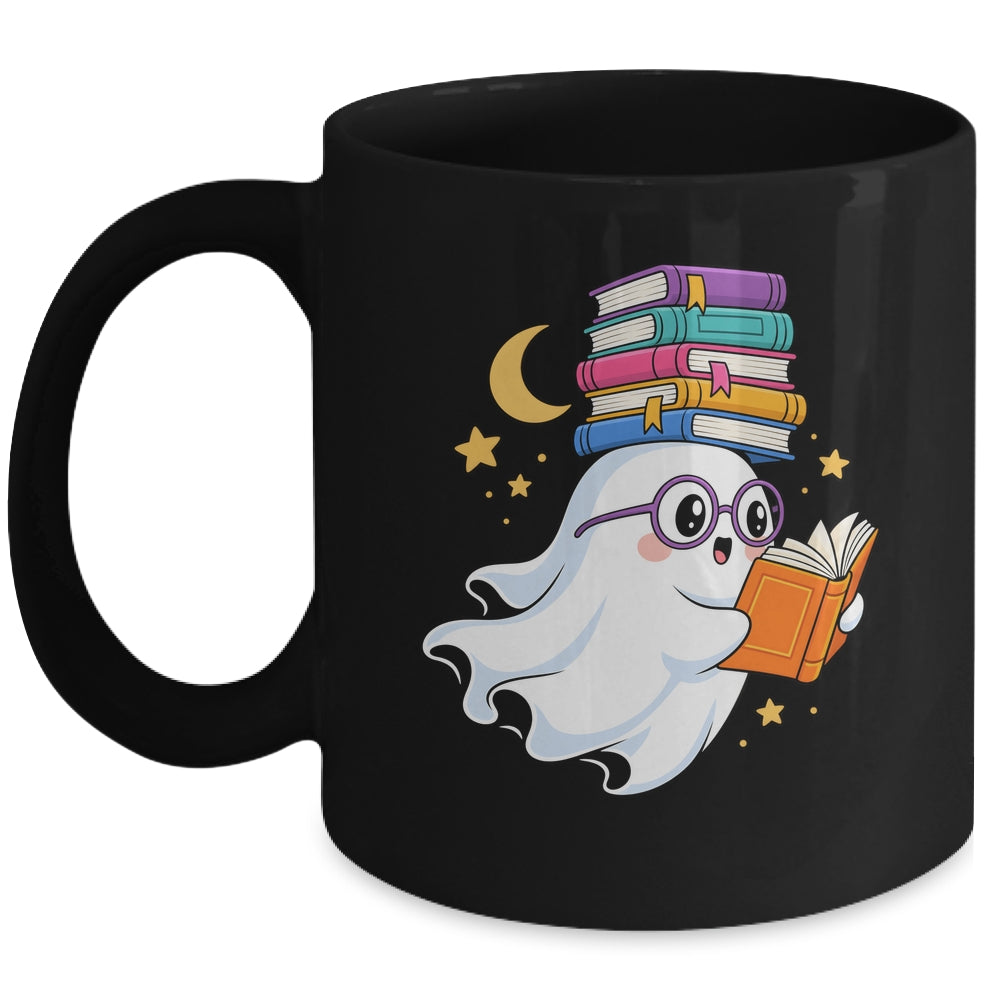 Ghost Reading Books Halloween Library Teacher Bookworm Mug | teecentury