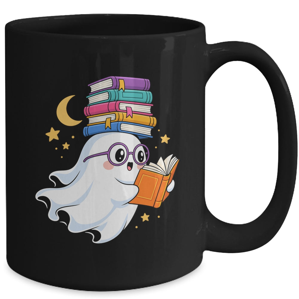 Ghost Reading Books Halloween Library Teacher Bookworm Mug | teecentury