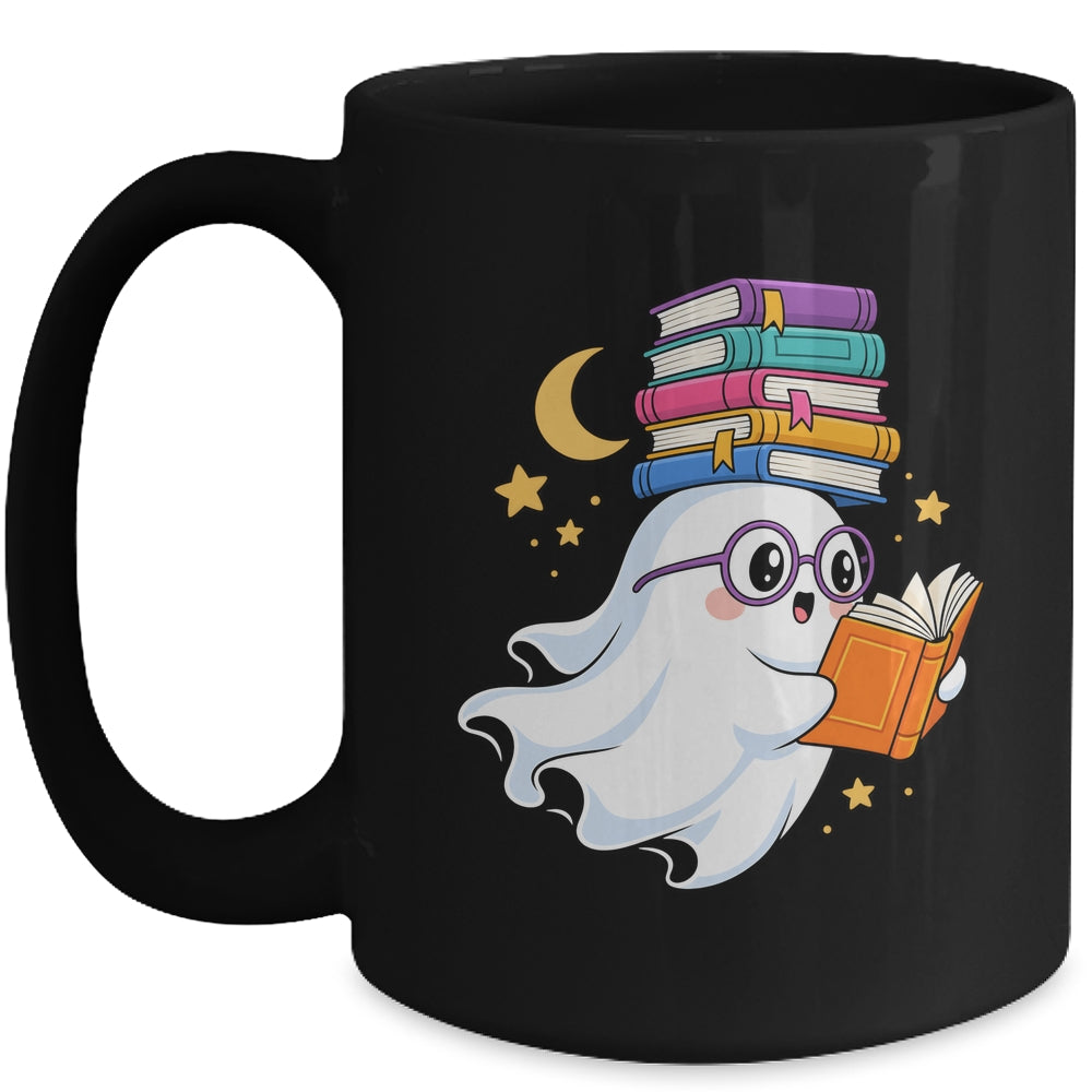 Ghost Reading Books Halloween Library Teacher Bookworm Mug | teecentury