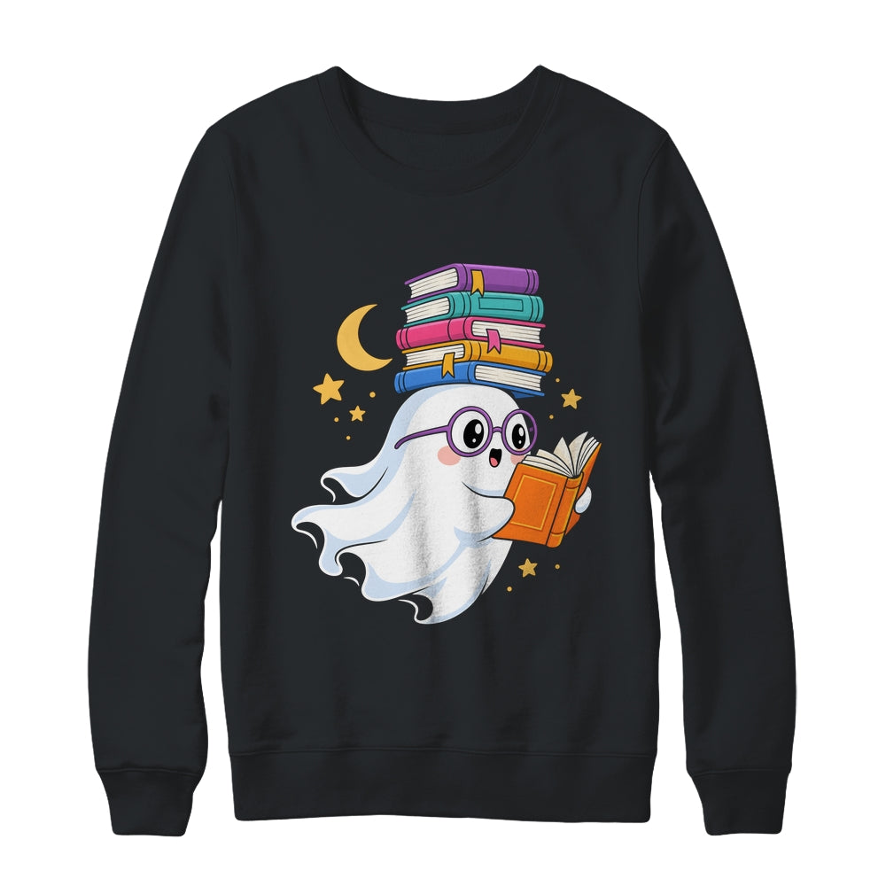 Ghost Reading Books Halloween Library Teacher Bookworm Shirt & Sweatshirt | teecentury