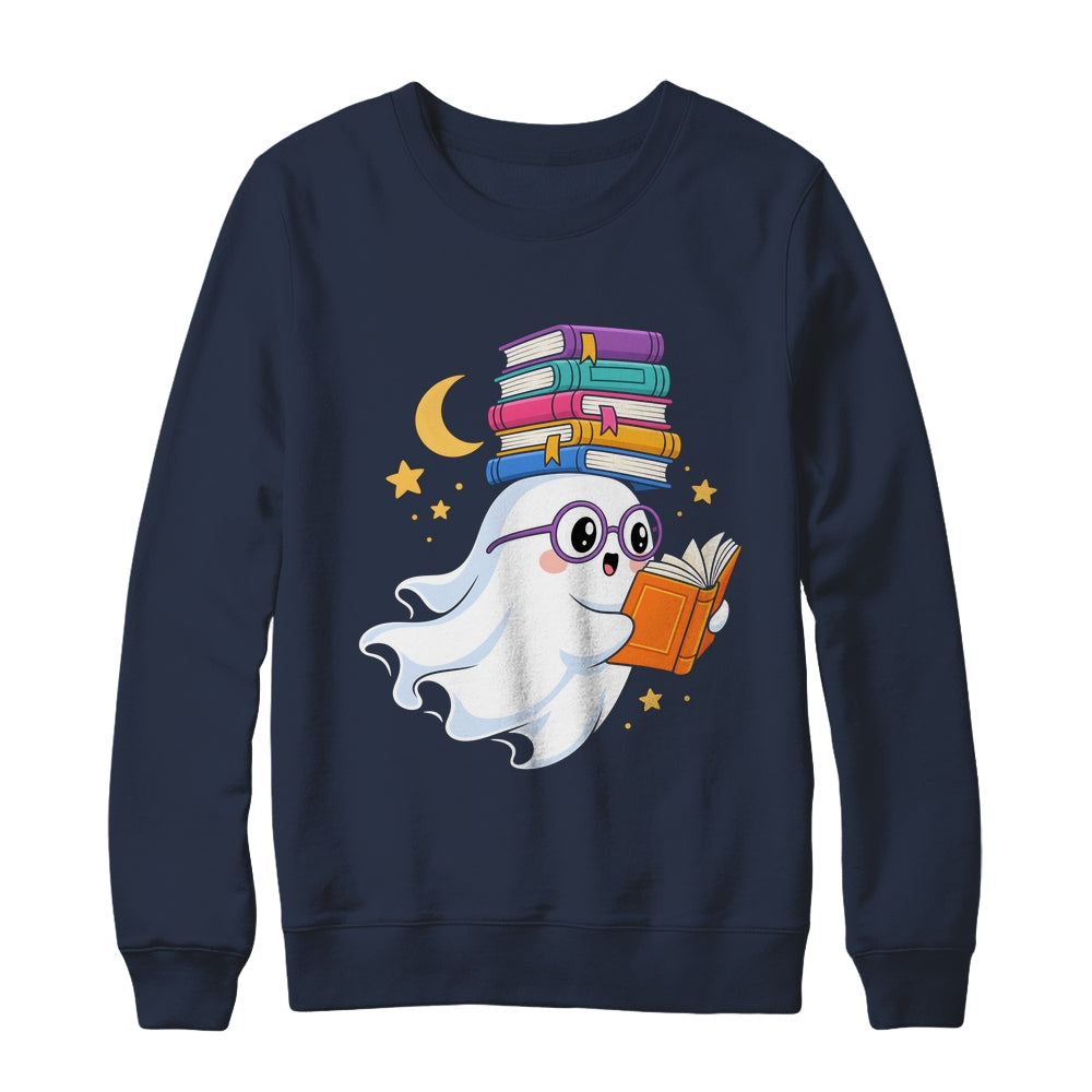 Ghost Reading Books Halloween Library Teacher Bookworm Shirt & Sweatshirt | teecentury
