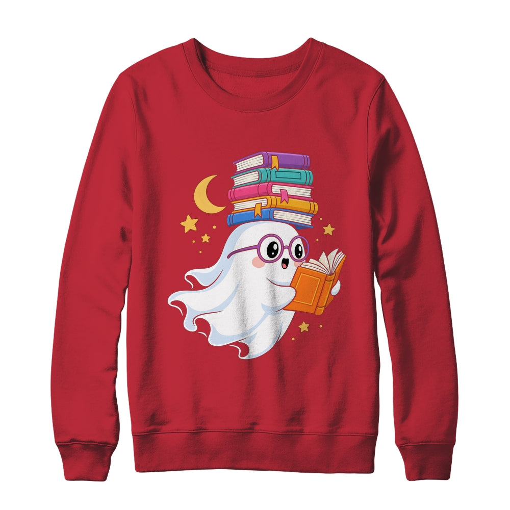 Ghost Reading Books Halloween Library Teacher Bookworm Shirt & Sweatshirt | teecentury