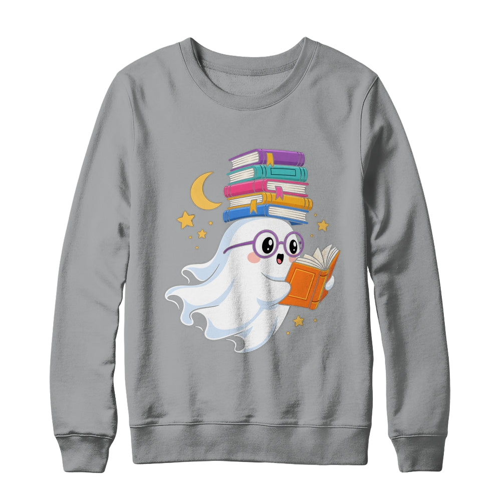 Ghost Reading Books Halloween Library Teacher Bookworm Shirt & Sweatshirt | teecentury