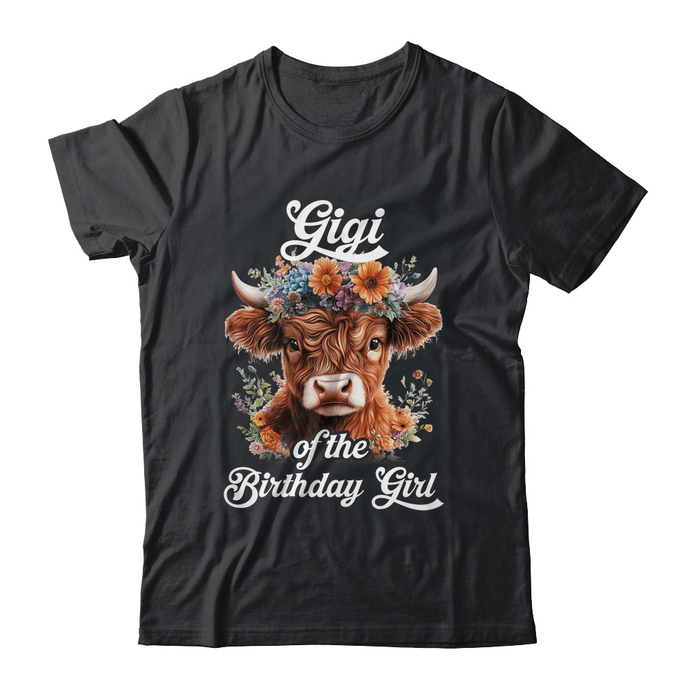 Gigi Of The Birthday Girl Highland Cow Farm Family Shirt & Hoodie | teecentury