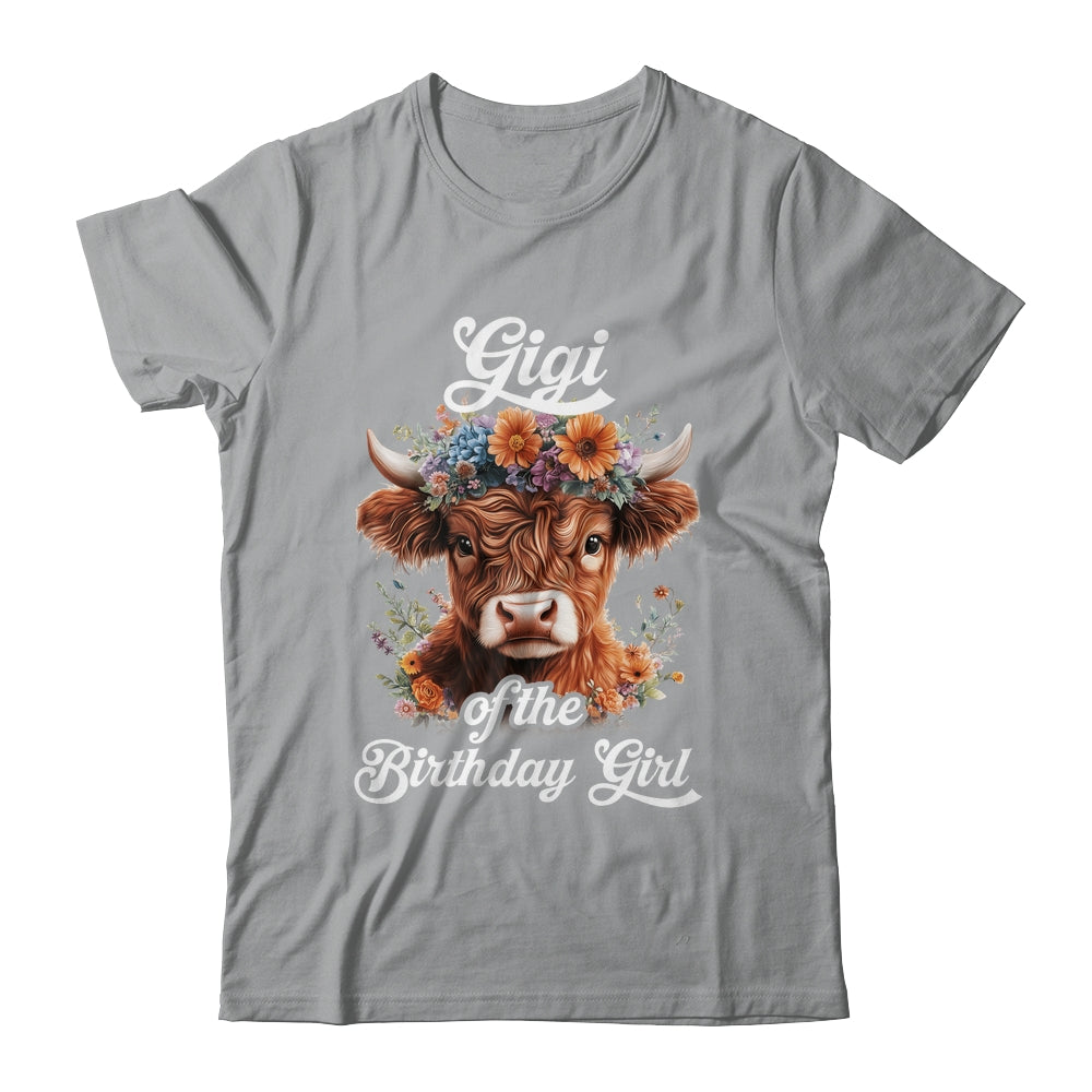 Gigi Of The Birthday Girl Highland Cow Farm Family Shirt & Hoodie | teecentury