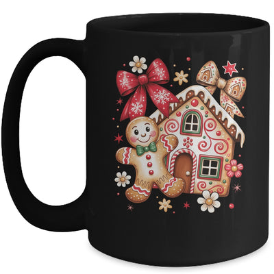 Gingerbread Christmas Bow Christmas House Retro Cookie Xmas Mug | teecentury